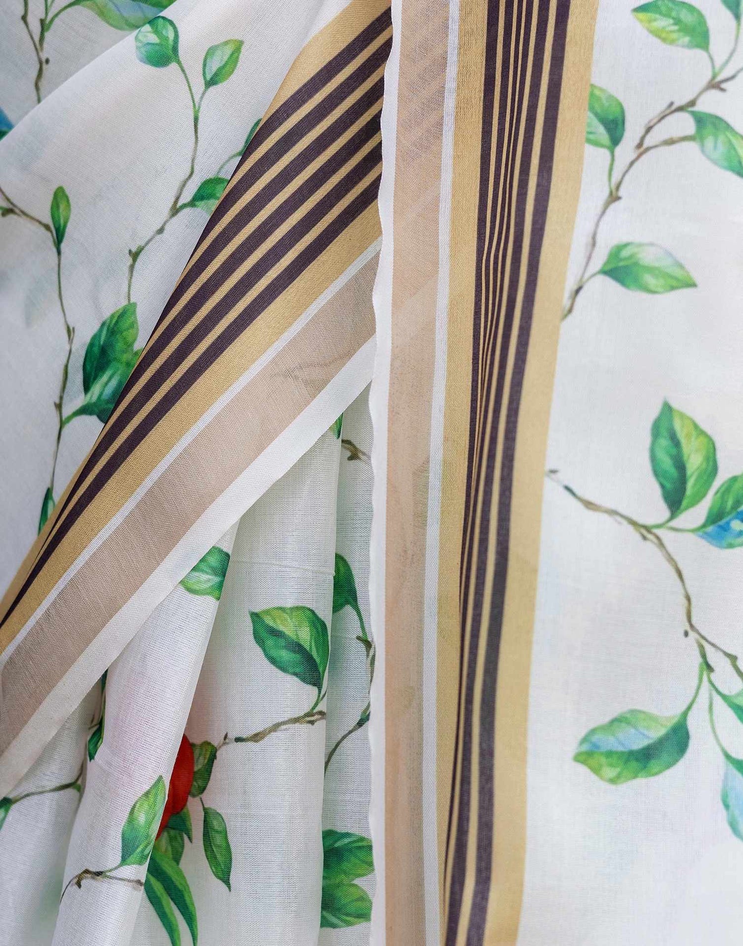 White Silk Floral Printed Saree