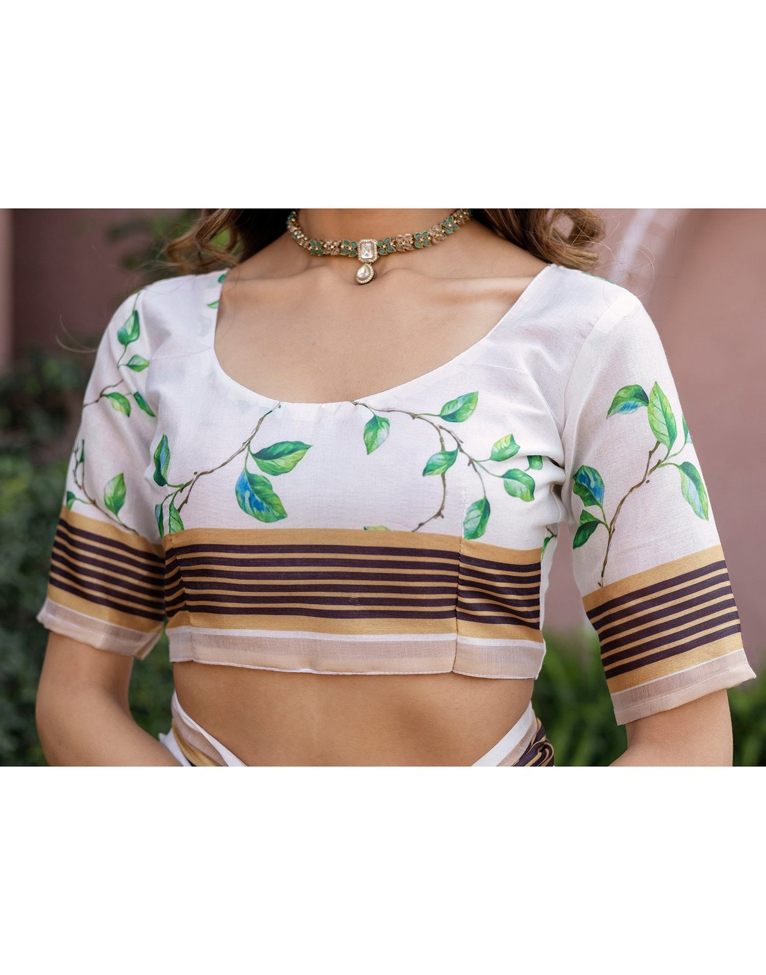 White Silk Floral Printed Saree