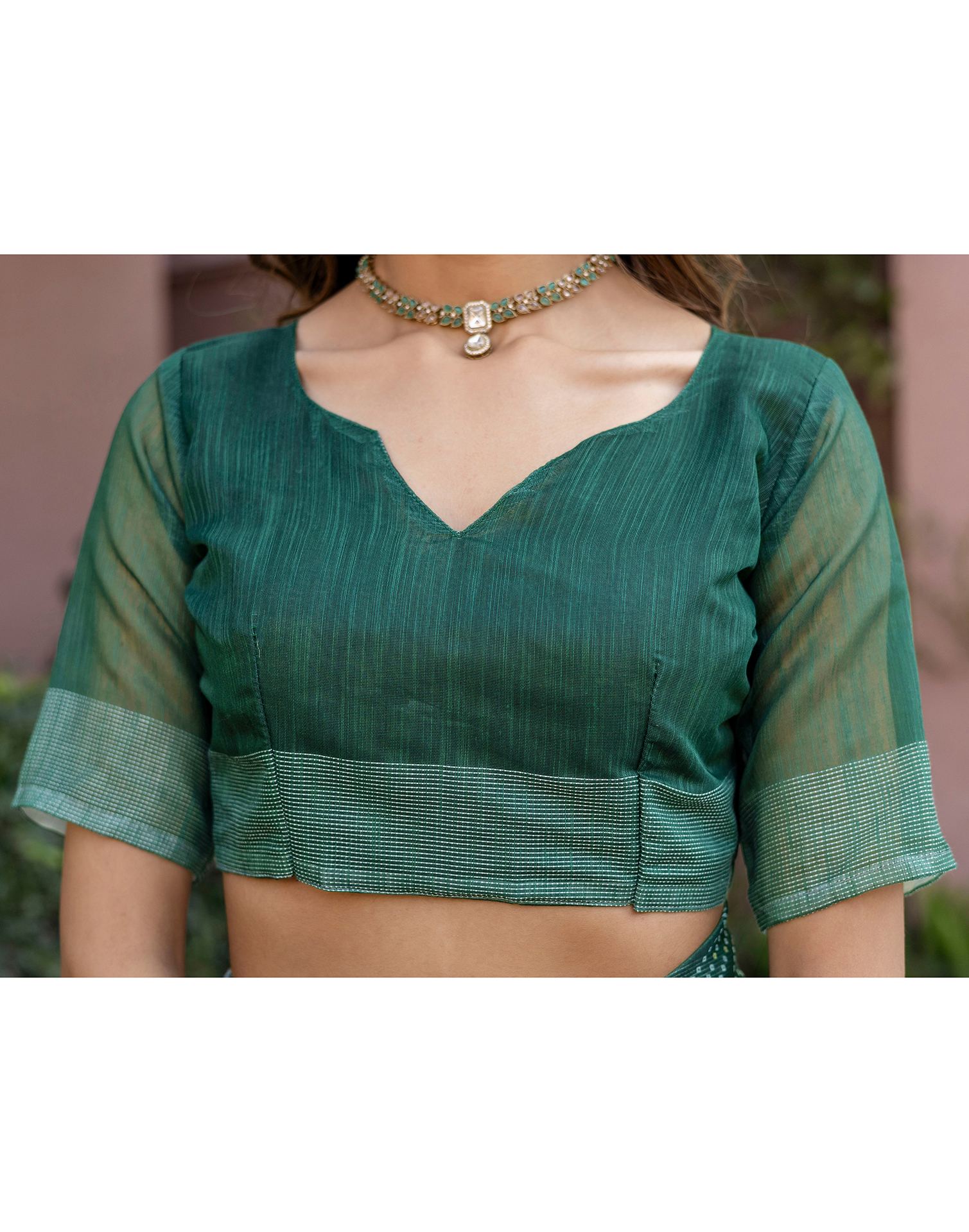 White Linen Bandhani Printed Saree