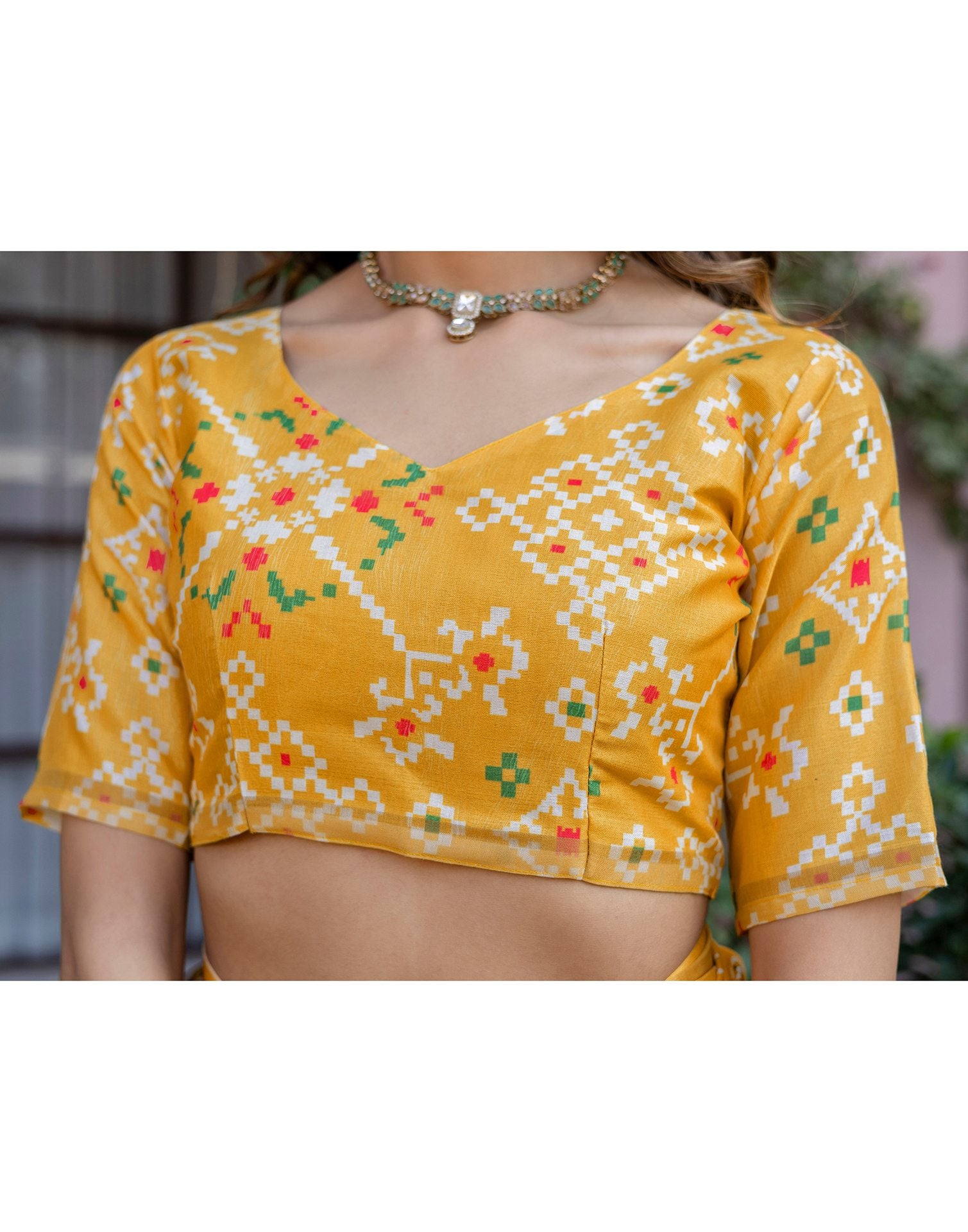 White Silk Printed Saree