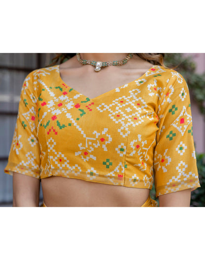 White Silk Printed Saree