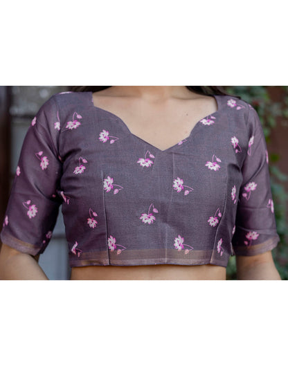 Off White Silk Floral Printed Saree