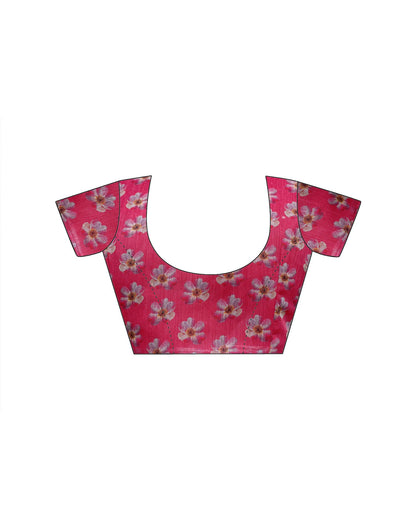 Light Pink Linen Floral Printed Saree