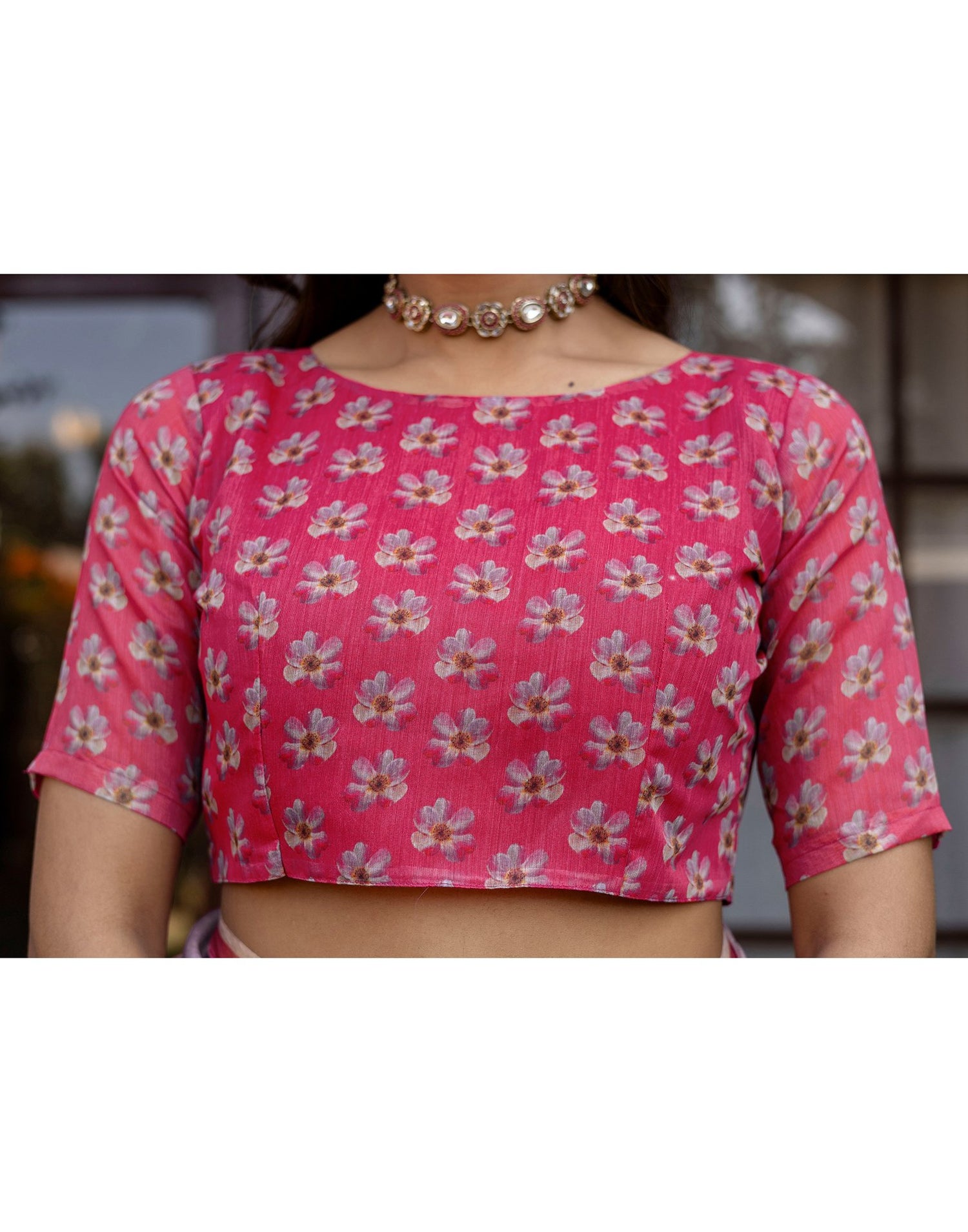 Light Pink Linen Floral Printed Saree