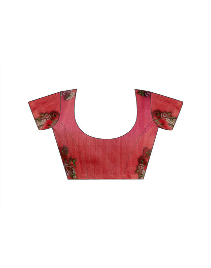 Light Pink Shimmer Silk Printed Saree