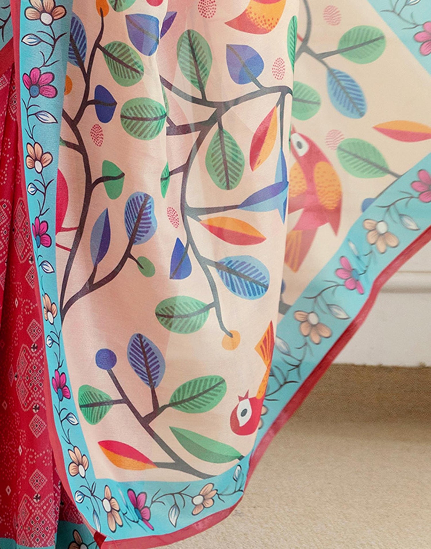 Pink Shimmer Silk Bandhani Printed Saree