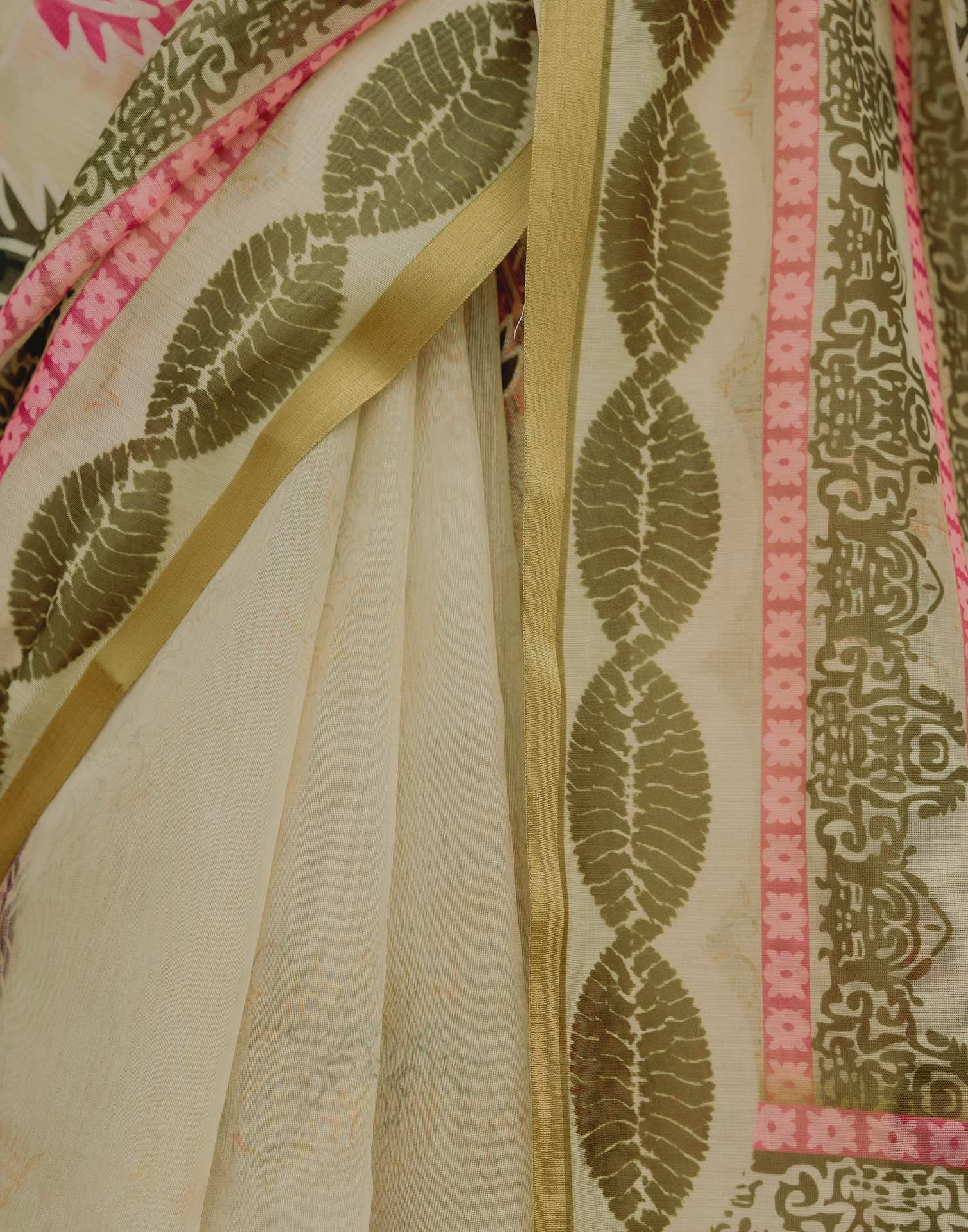 Light Lemon Yellow Linen Printed Saree