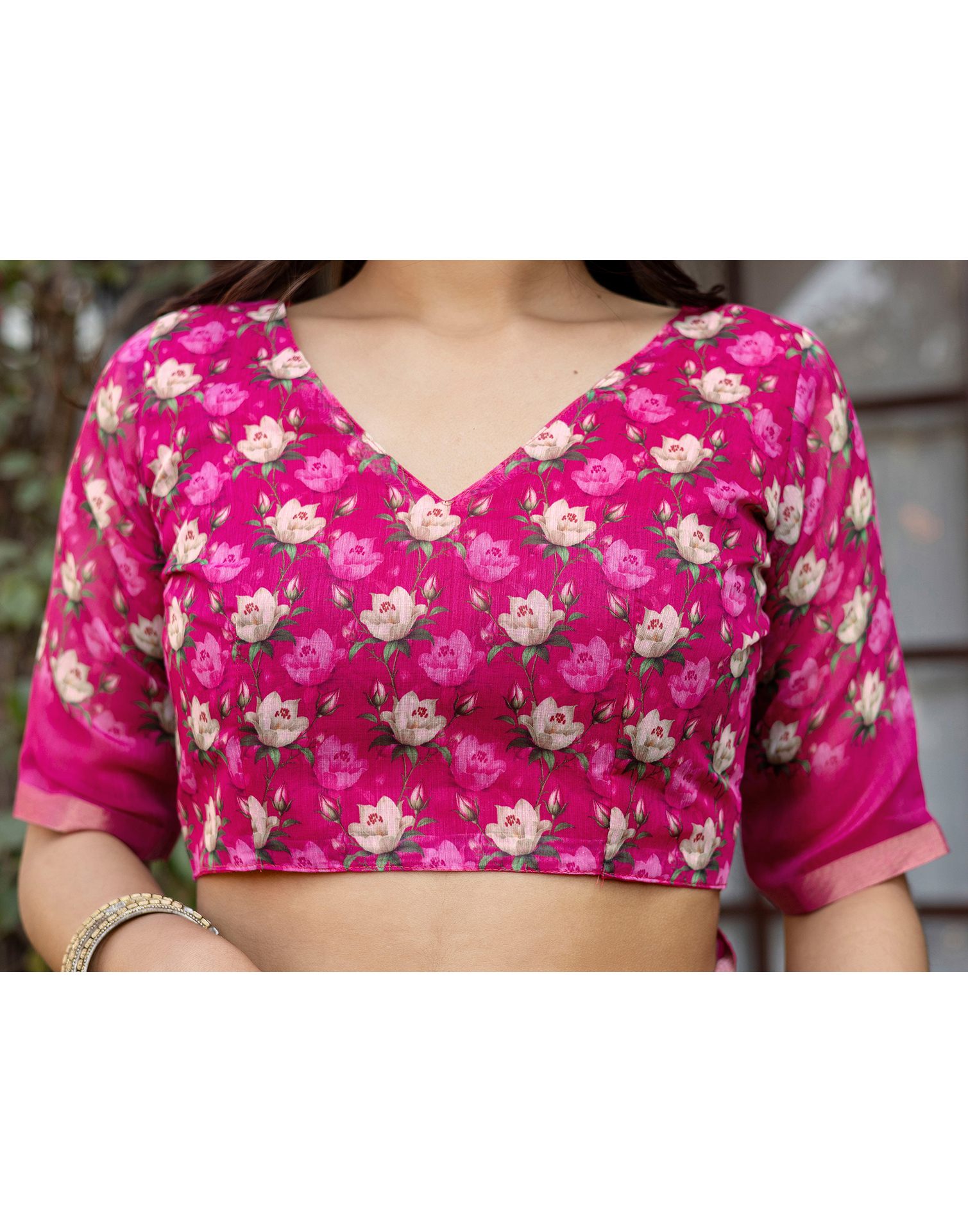 Yellow Linen Floral Printed Saree