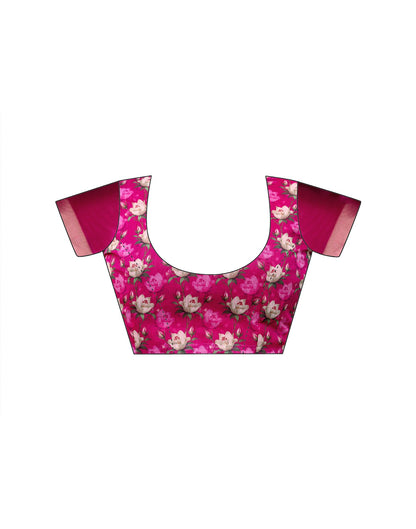 Yellow Linen Floral Printed Saree