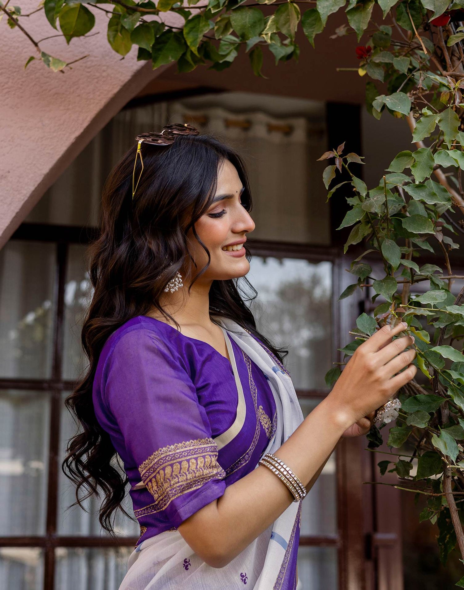 White Linen Printed Saree