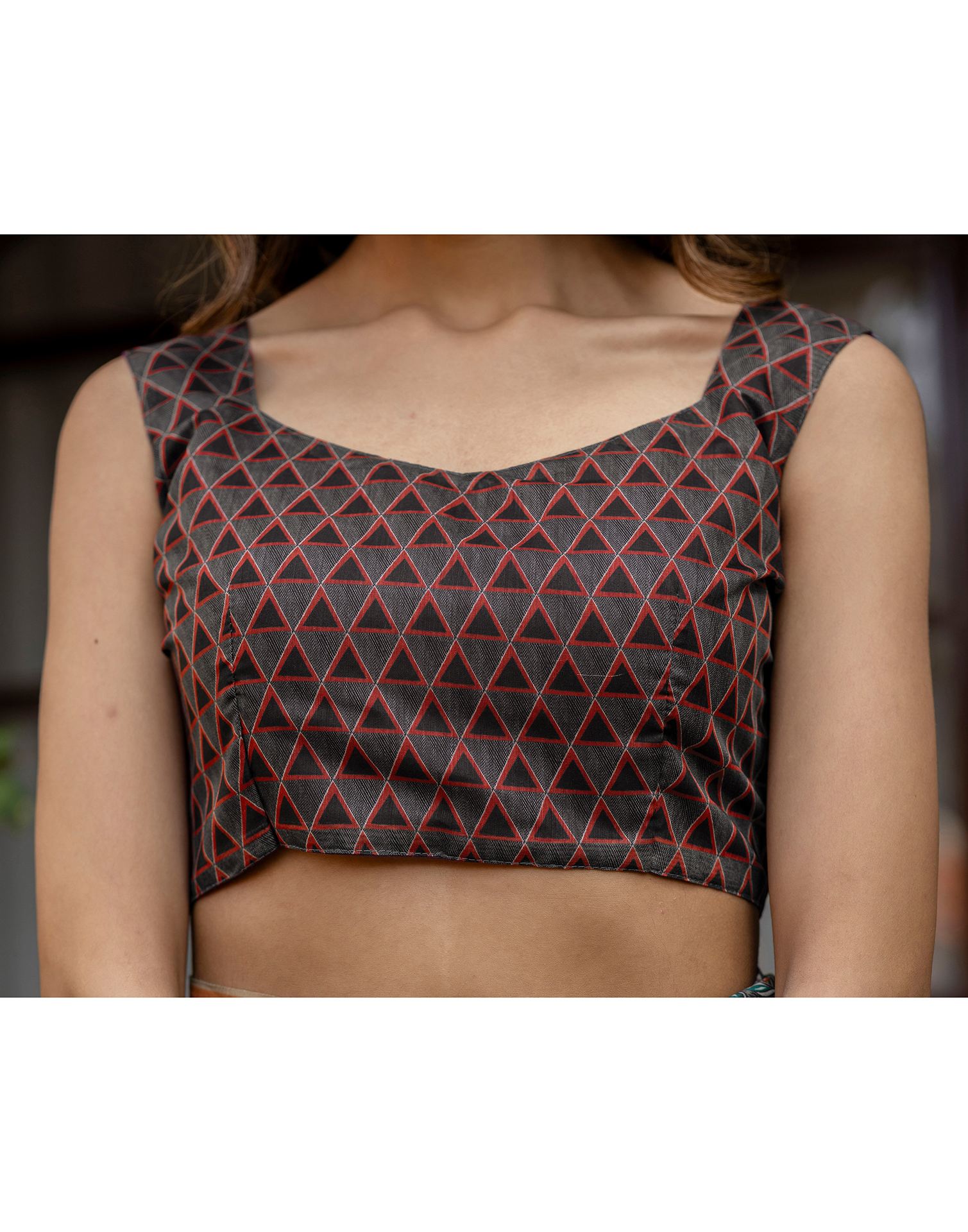 Orange Linen Kalamkari Printed Saree