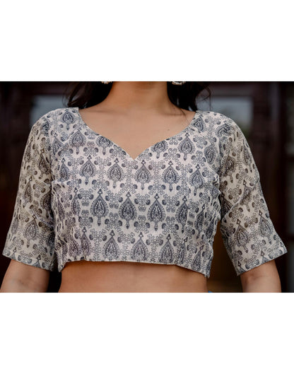 Brown Linen Kalamkari Printed Saree