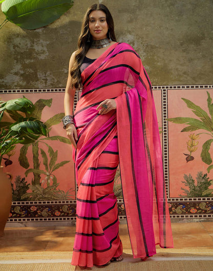 Multicoloured Linen Printed Saree