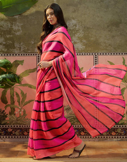 Multicoloured Linen Printed Saree