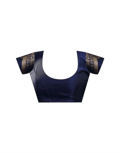 Navy Blue Silk Woven Banarasi Saree