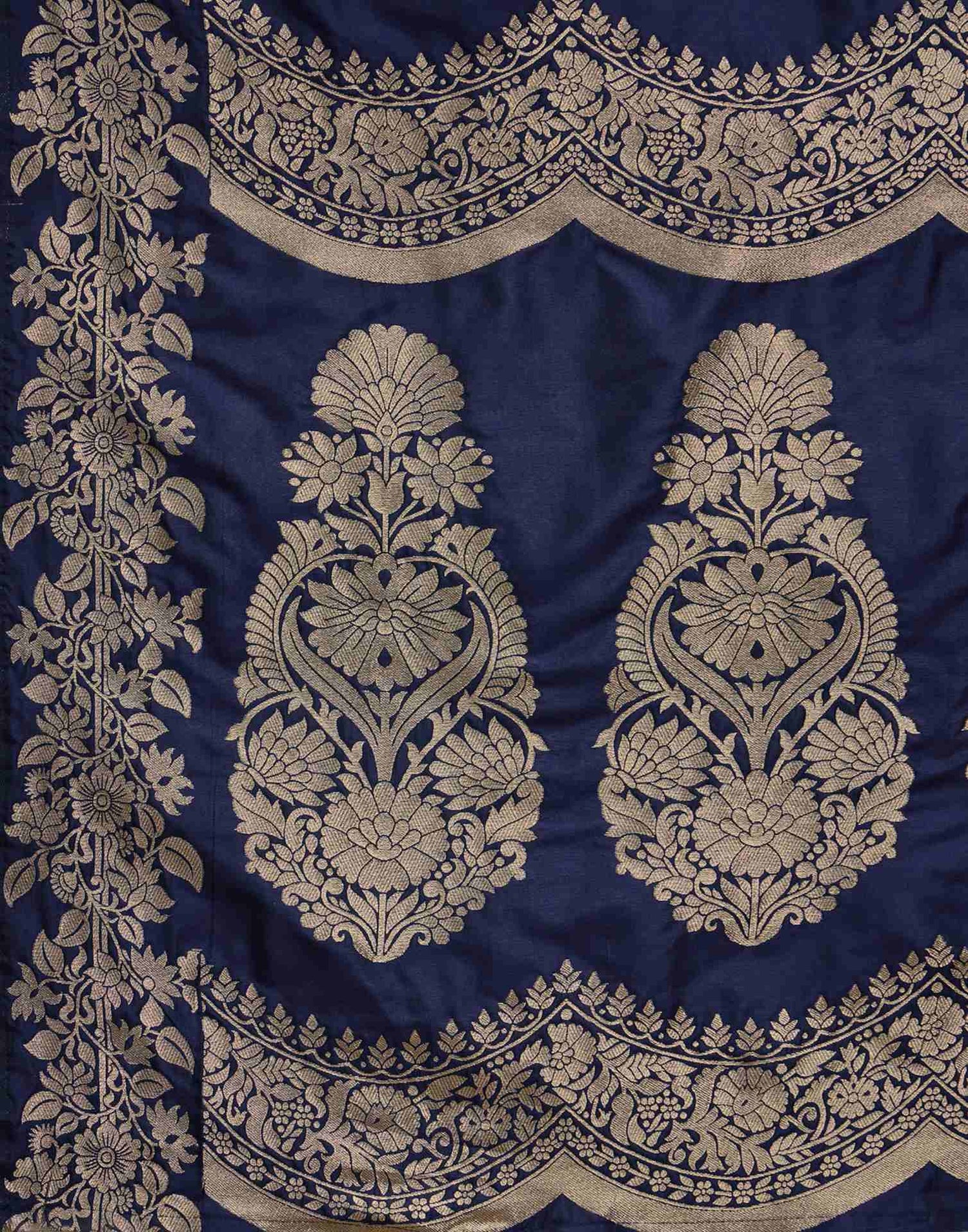 Navy Blue Silk Woven Banarasi Saree