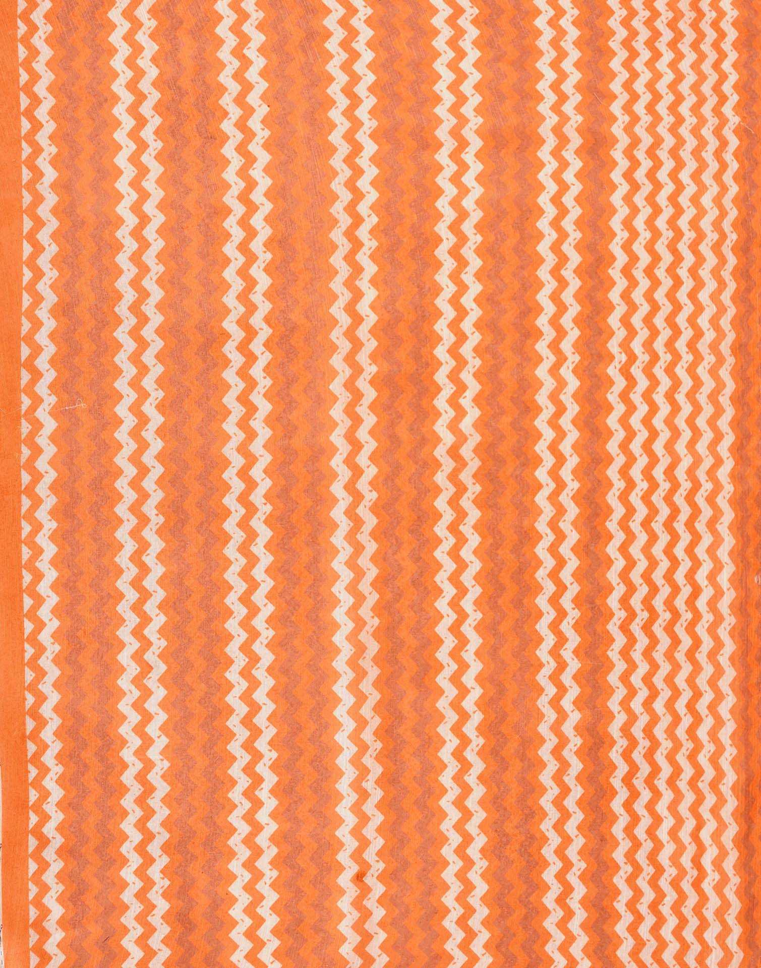 Orange Linen Bandhani Printed Saree