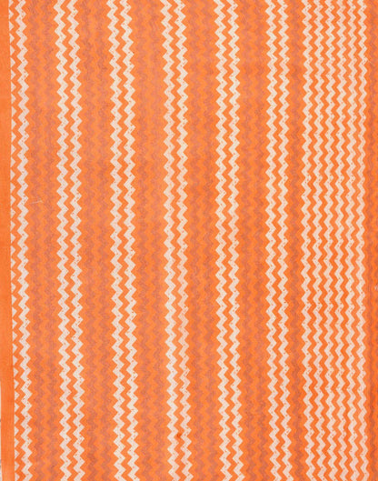Orange Linen Bandhani Printed Saree