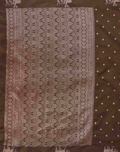 Dark Brown Silk Woven Banarasi Saree