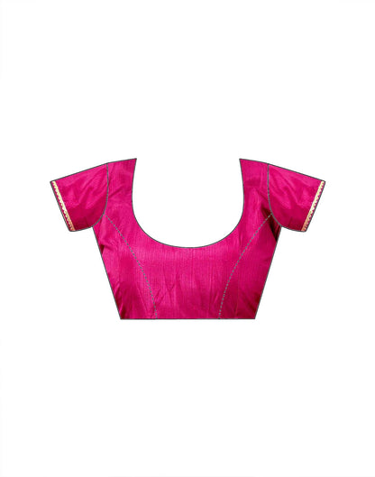 Rani Pink Vichitra Silk Foil Printed Saree