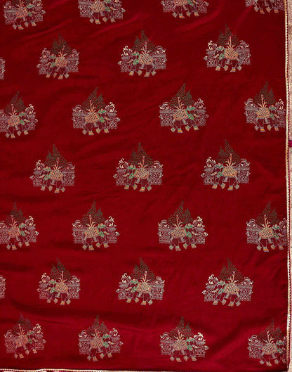 Maroon Vichitra Silk Foil Printed Saree