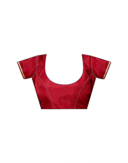 Maroon Vichitra Silk Foil Printed Saree