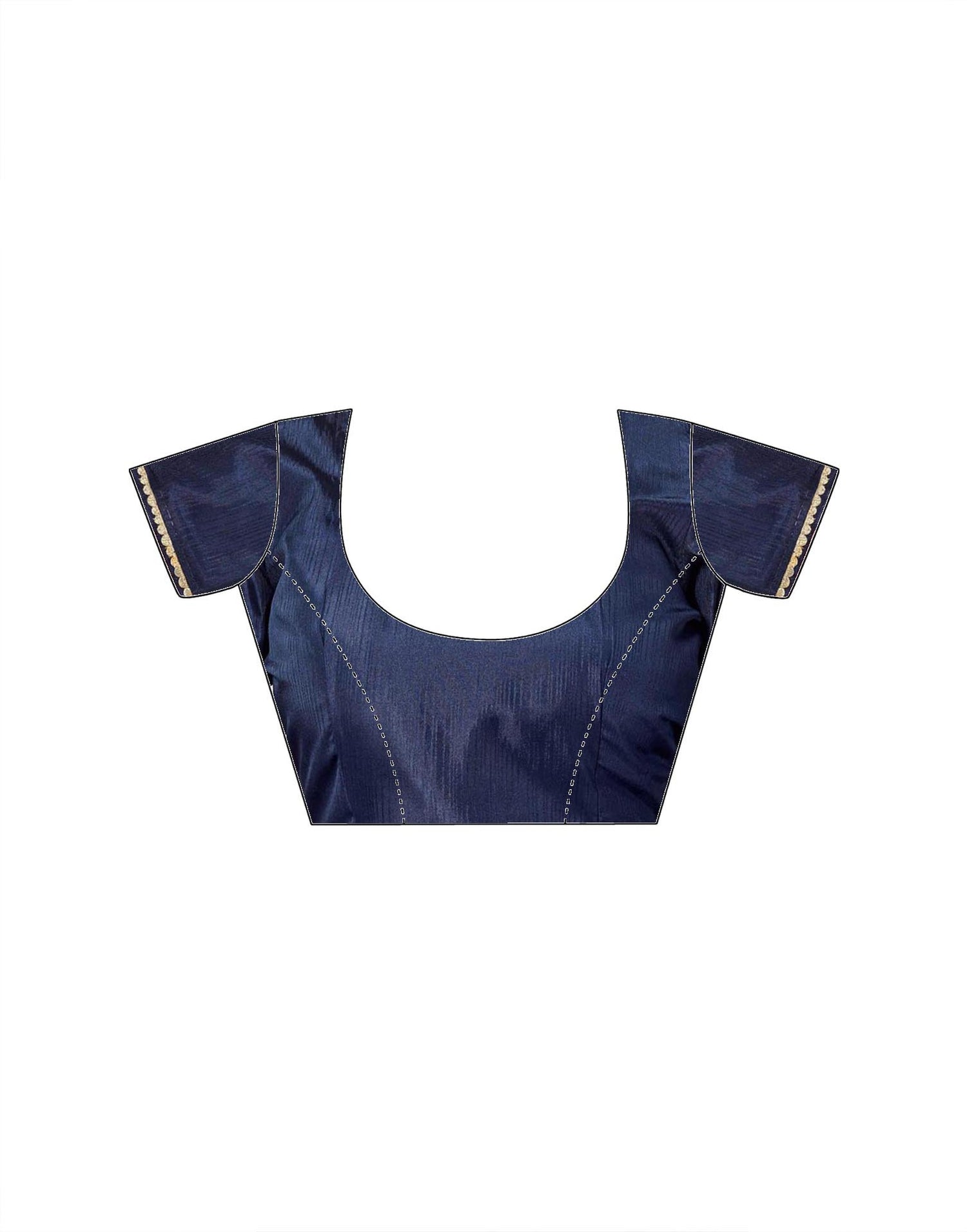Navy Blue Vichitra Silk Foil Printed Saree
