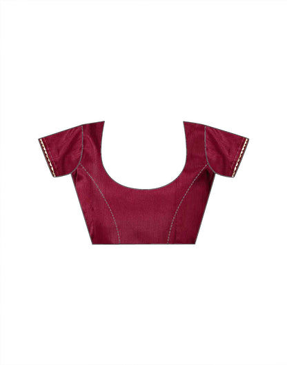 Maroon Vichitra Silk Foil Printed Gota Lace Saree