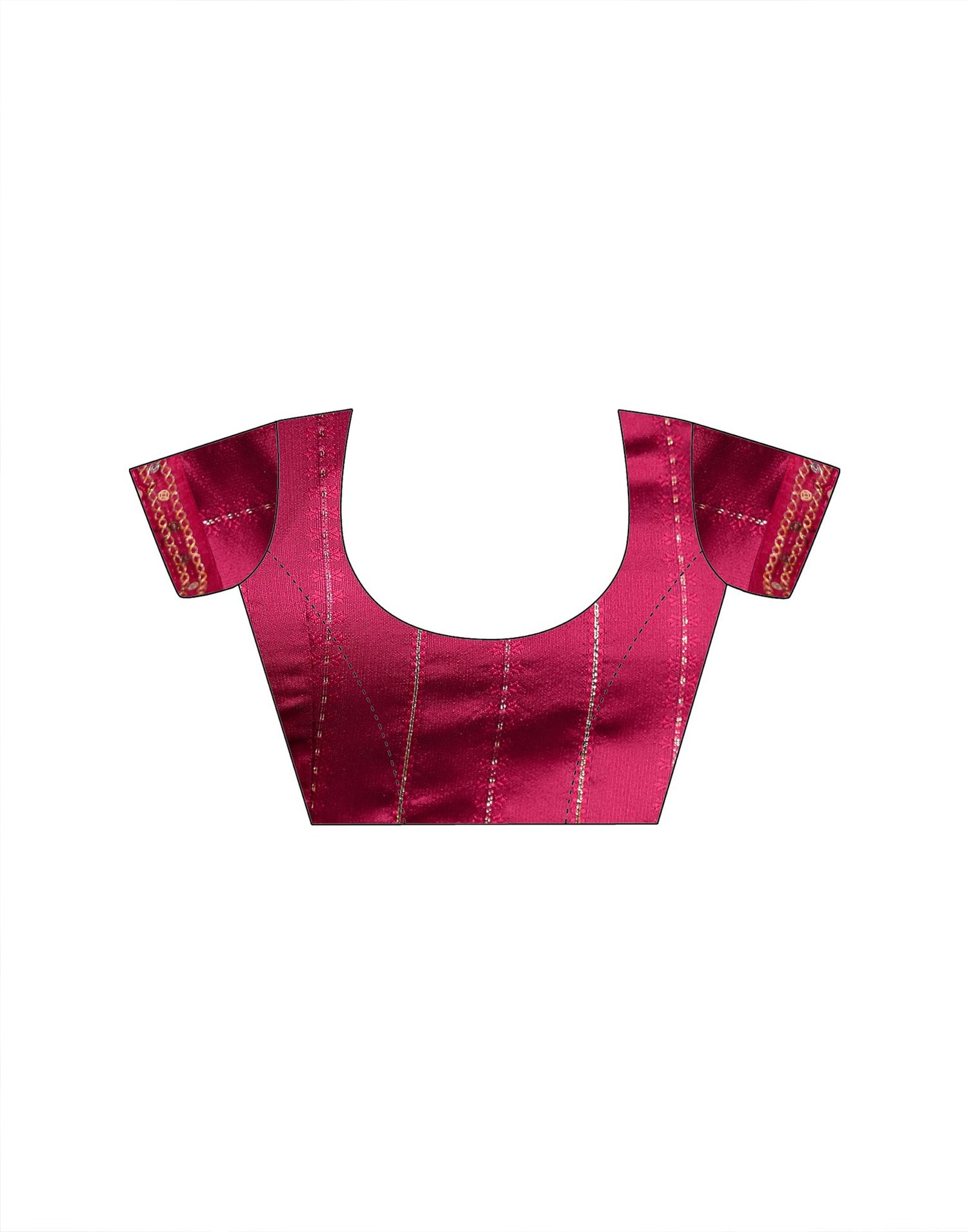 Rani Pink Georgette Foil Printed Lace Saree