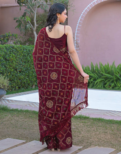 Magenta Chiffon Foil Printed Saree
