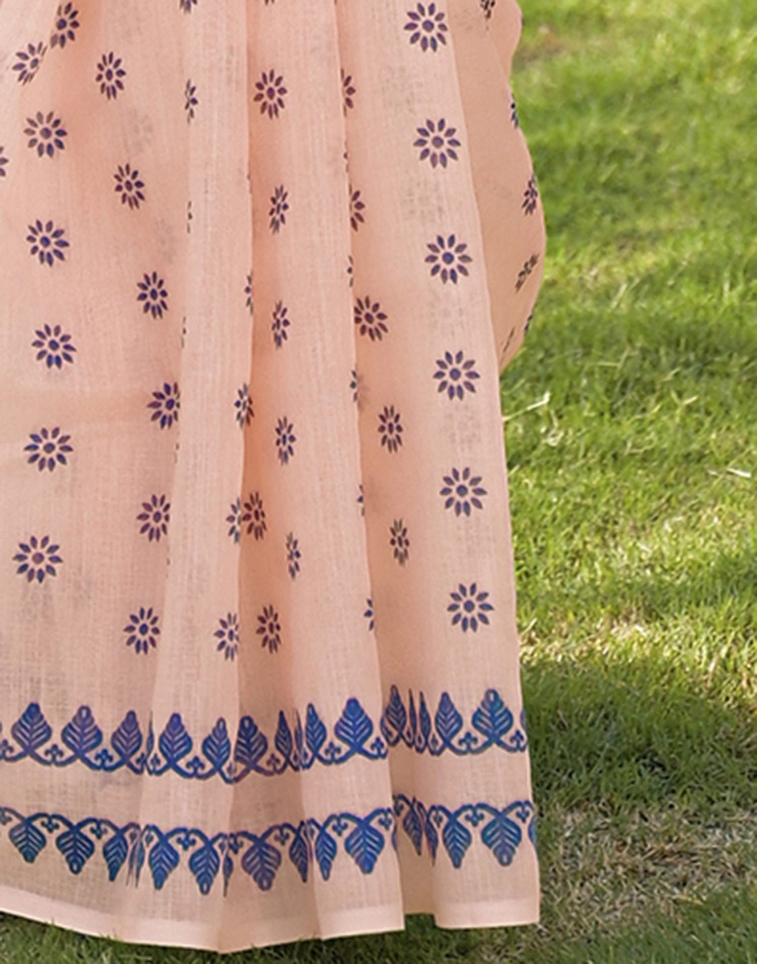 Peach Linen Printed Saree
