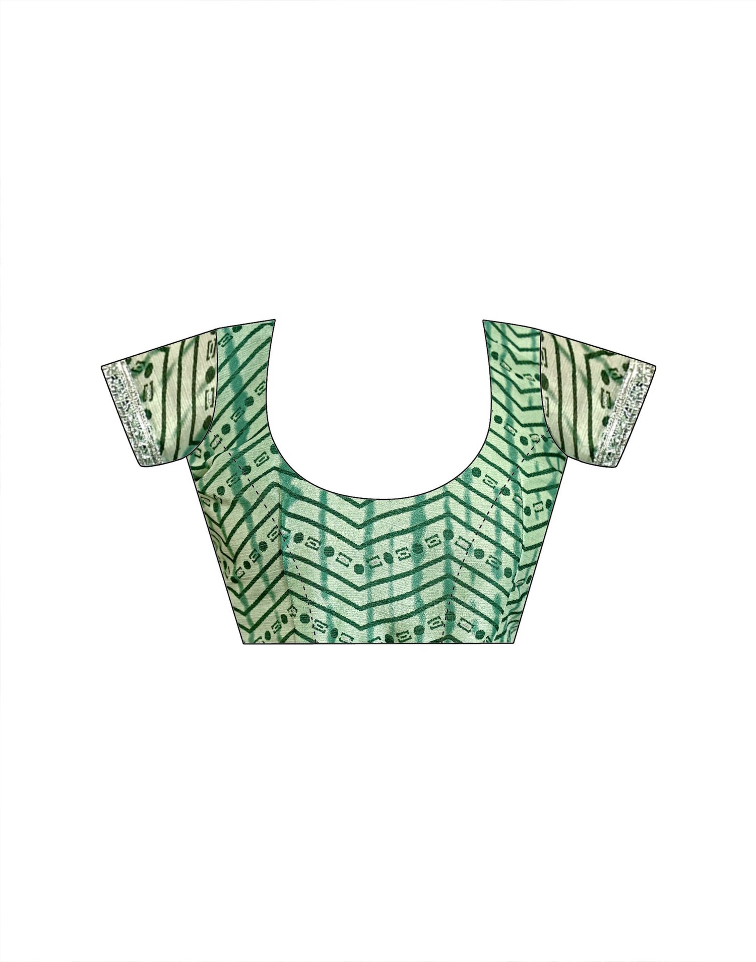 Pista Green Chiffon Printed Lace Saree