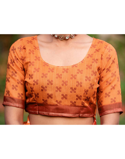 Vat Savitri Special Orange Linen Bandhani Printed Saree