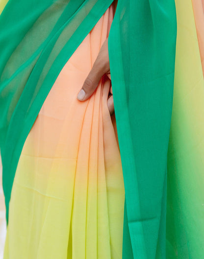Ready To Wear Multicoloured Georgette Dyed Plain Saree
