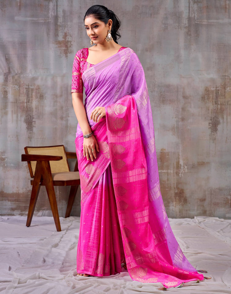 Light Purple Chinnon Chiffon Woven Saree