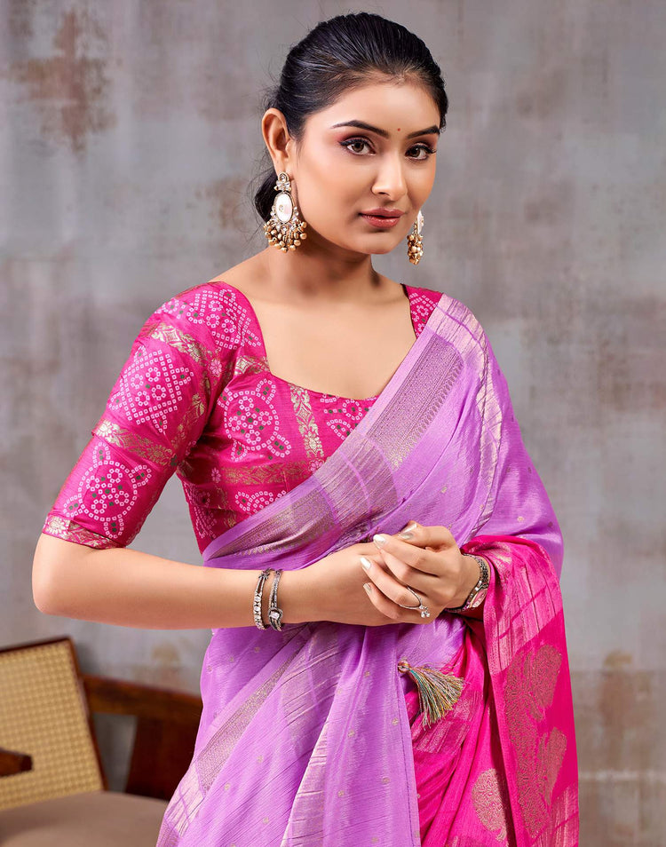 Light Purple Chinnon Chiffon Woven Saree