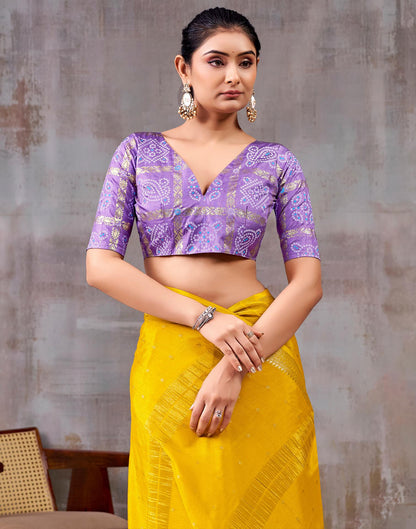 Yellow Chinnon Chiffon Woven Saree