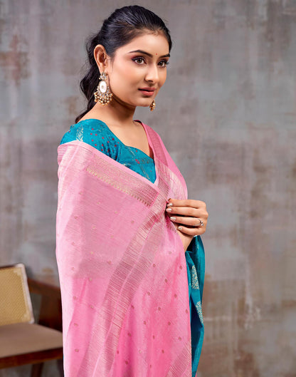 Light Pink Chinnon Chiffon Woven Saree