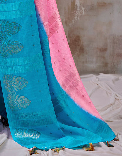Light Pink Chinnon Chiffon Woven Saree