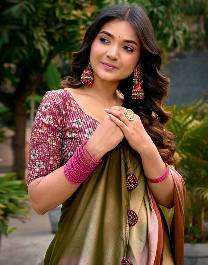 Multicoloured Chiffon Ombre Zari Stripe Saree