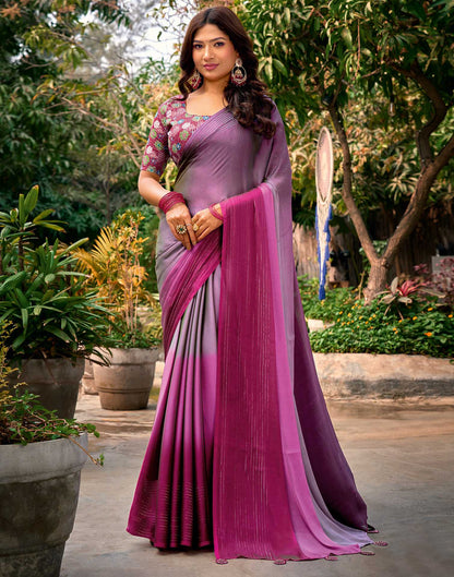 Mauve Chiffon Ombre Zari Stripe Saree