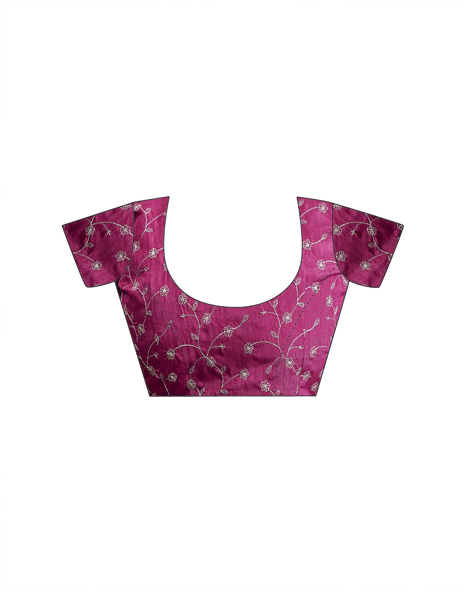 Magenta Georgette Printed Lace Saree