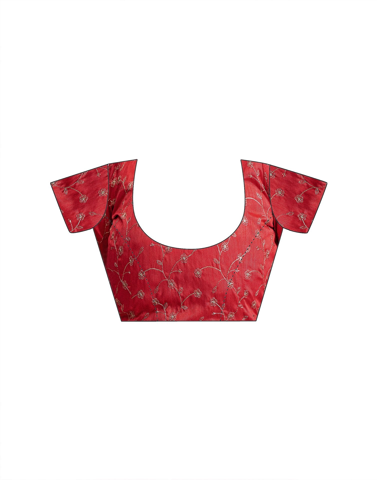 Red Georgette Printed Lace Saree