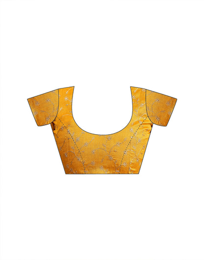 Yellow Georgette Printed Lace Saree