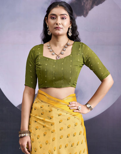 Light Yellow Georgette Floral Printed Saree