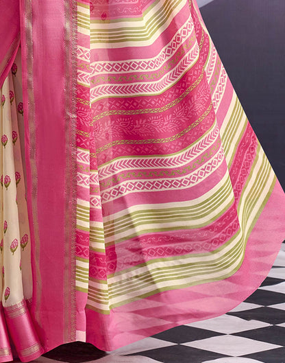 Beige Georgette Floral Printed Saree