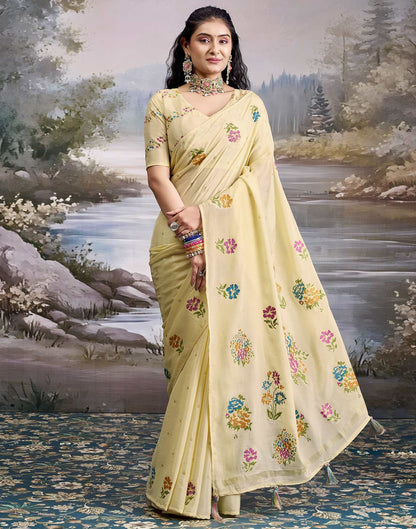 Off White Chiffon Floral Printed Saree