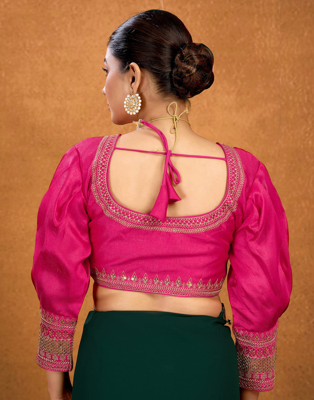 Rani Pink Silk Plain Sequence Blouse