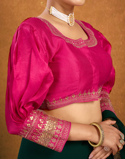 Rani Pink Silk Plain Sequence Blouse