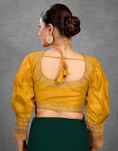 Turmeric Yellow Silk Plain Sequence Blouse